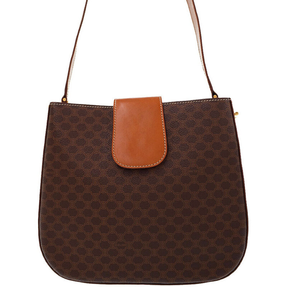 Celine Macadam Leather Shoulder Bag Brown